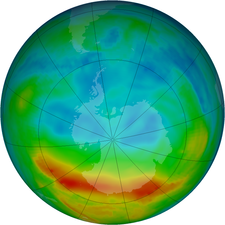 Antarctic ozone map for 22 June 1998